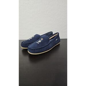 New Polo Ralph Lauren Declan Bear Moccasin Slippers Navy Ladies 11